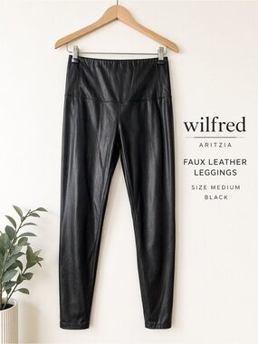 Wilfred Aritzia Faux Leather Leggings Black Medium